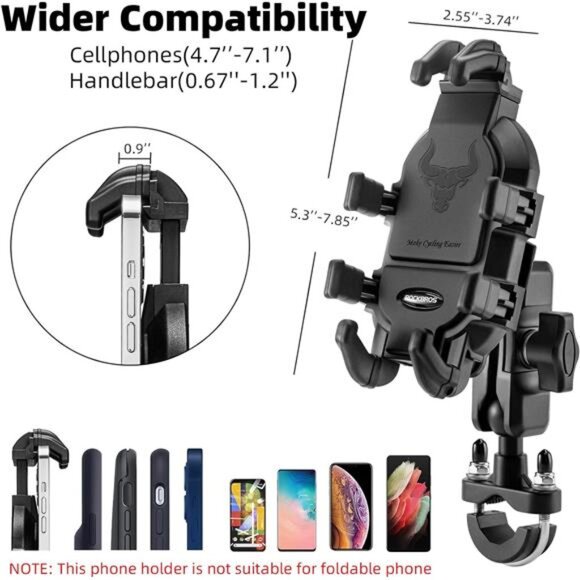 Motorcycle Phone Mount with Vibration Dampener for 4.7''-7.1'' Phones - Picture 2 of 7